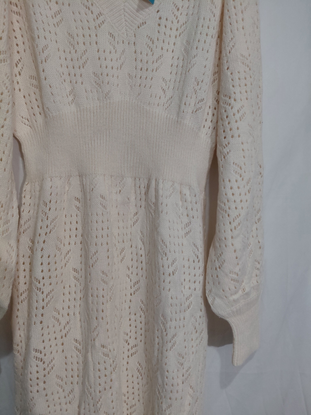 Cupshe Cream Openwork V‑Neck Knit Maxi Dress - Picture 2 of 7